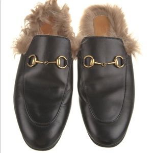 Gucci horsebit mule with fur size 38